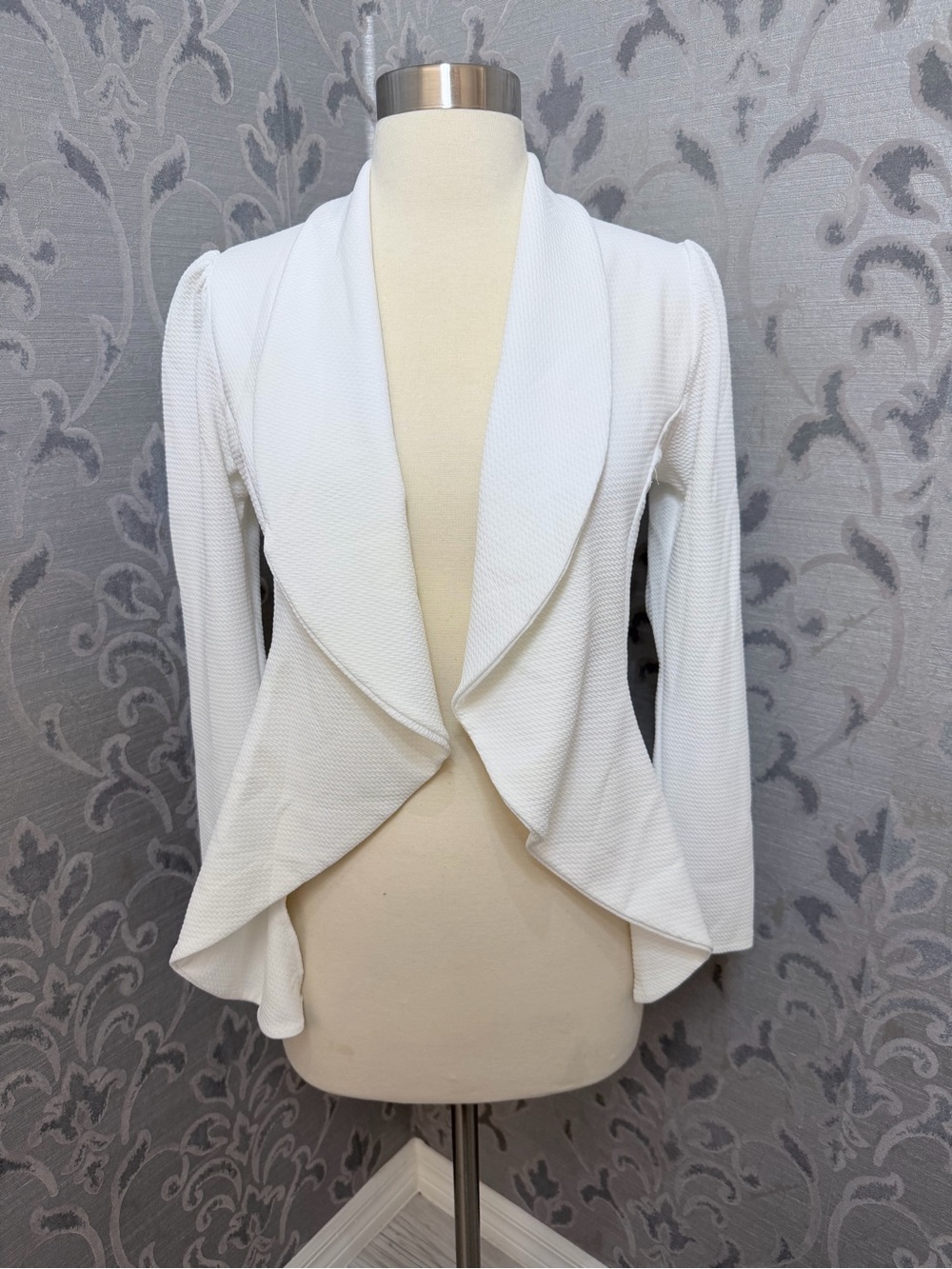 Fashion Nova White Draped Open-Front Blazer